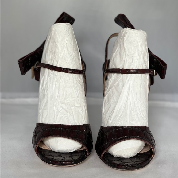 Miu Miu croc embossed bow ankle strap sandals - Picture 3 of 12